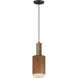 Scout LED 6.75 inch Weathered Wood and Tan Leather Single Pendant Ceiling Light