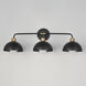 Thelonious 3 Light 30.75 inch Black and Natural Aged Brass Bath Vanity Wall Light
