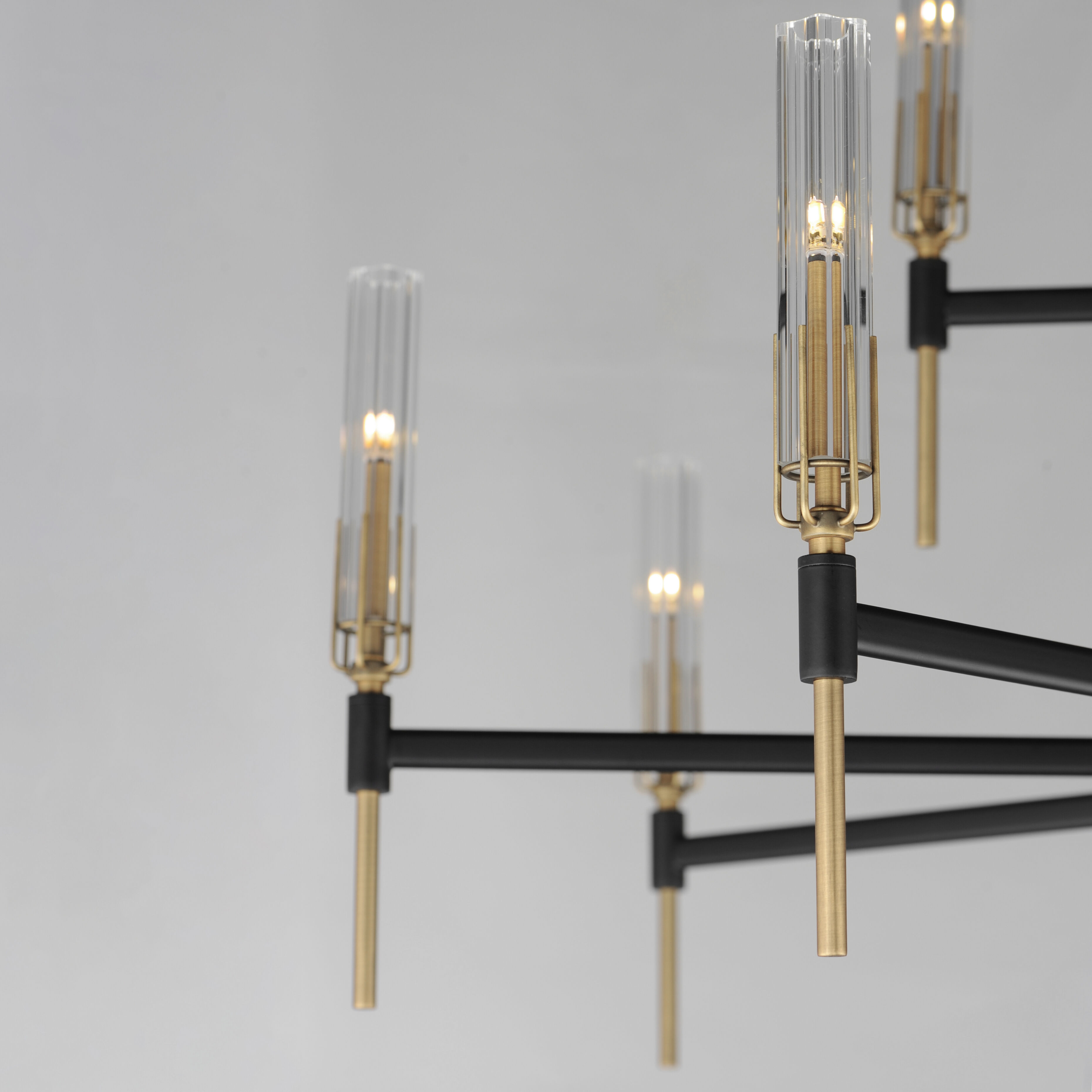 Flambeau LED 48 inch Black and Antique Brass Chandelier Ceiling Light