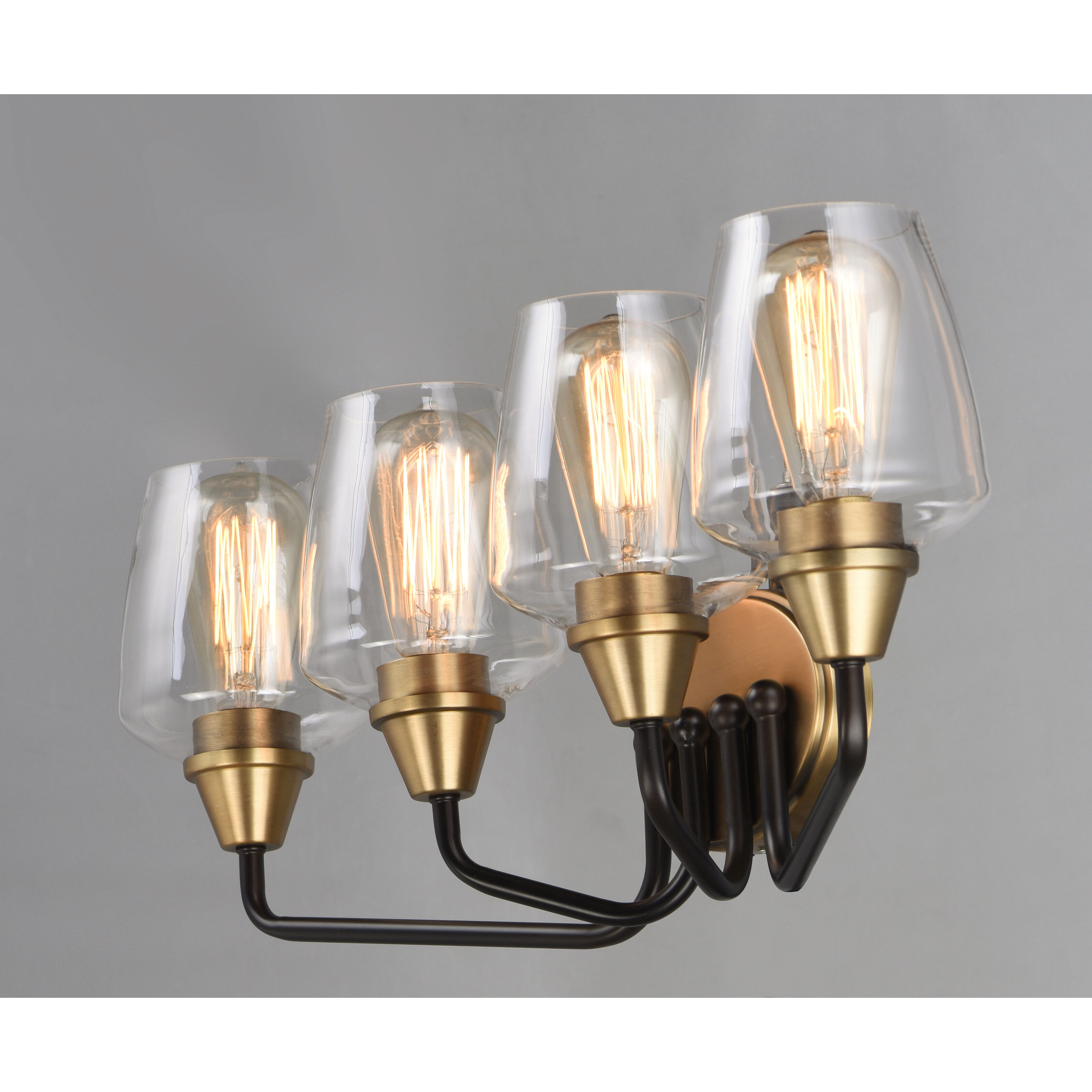 Goblet 4 Light 26 inch Bronze/Antique Brass Bath Vanity Wall Light in Bronze and Antique Brass