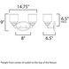 Acadia 2 Light 14.75 inch Satin Nickel Bath Vanity Wall Light