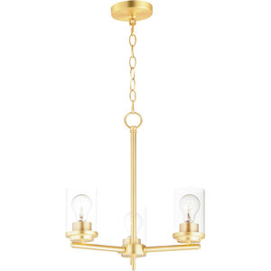 Corona 3 Light 17 inch Satin Brass Single-Tier Chandelier Ceiling Light in Clear