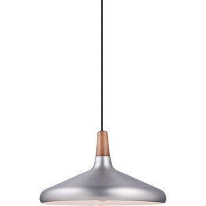 Nordic 1 Light 15 inch Walnut/Brushed Platinum Single Pendant Ceiling Light in Walnut and Pewter, Bulb Not Included