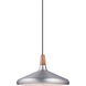 Nordic 1 Light 15 inch Walnut/Brushed Platinum Single Pendant Ceiling Light in Walnut and Pewter, Bulb Not Included