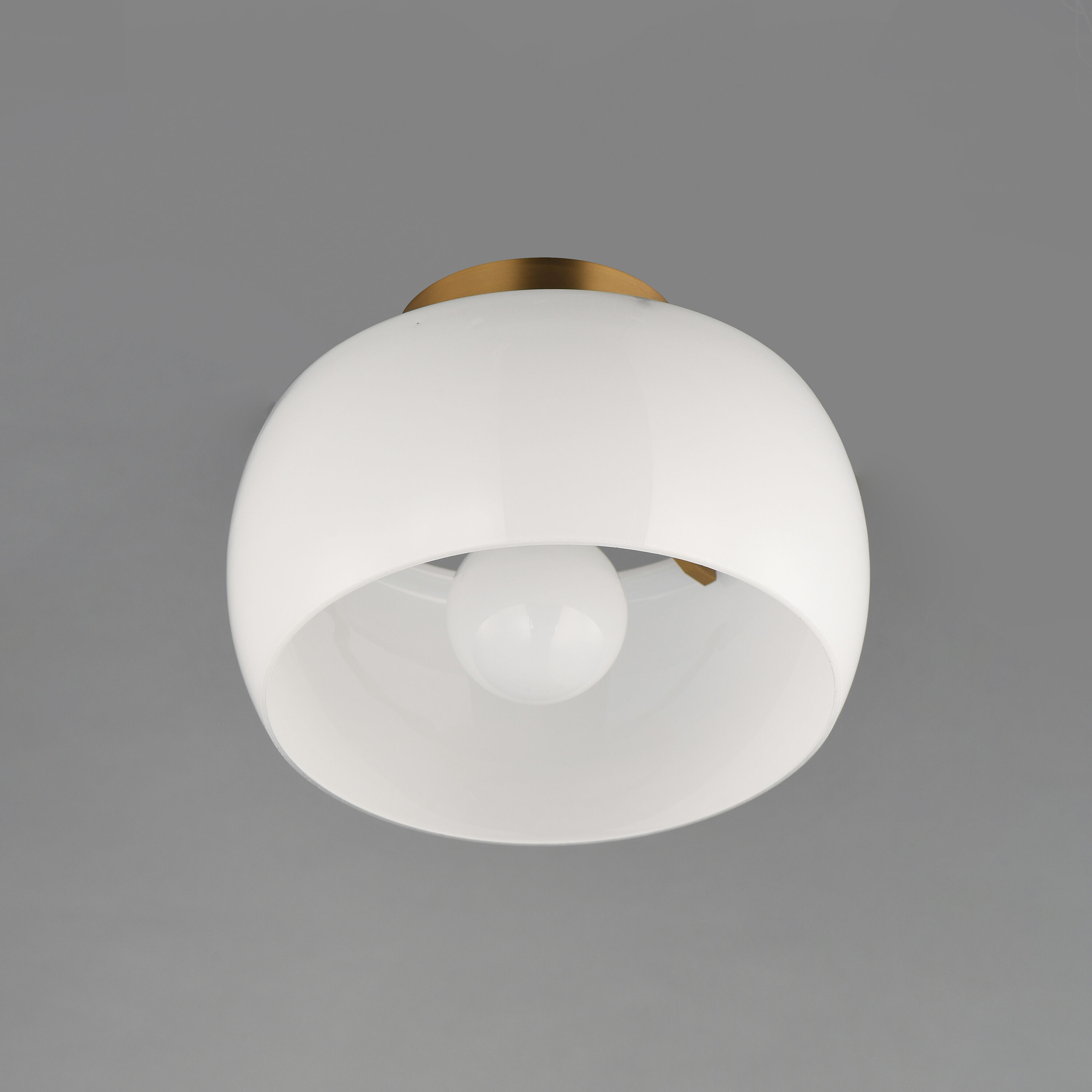 Glazed 1 Light 11 inch White and Natural Aged Brass Flush Mount Ceiling Light