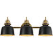 Hollis 3 Light 24 inch Natural Aged Brass Wall Sconce Wall Light