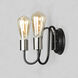 Haven 2 Light 9 inch Black and Satin Nickel Wall Sconce Wall Light