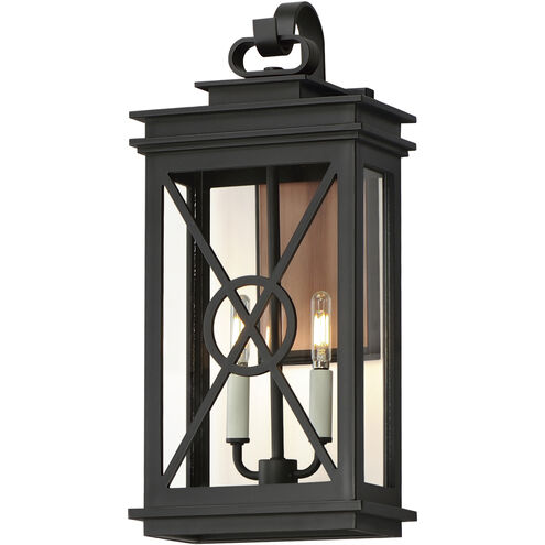Yorktown VX 2 Light 21.5 inch Black and Aged Copper Outdoor Wall Mount