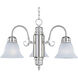 Builder Basics 3 Light 21 inch Satin Nickel Mini Chandelier Ceiling Light