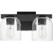 Scoop 2 Light 13.5 inch Black Bath Vanity Wall Light in Clear