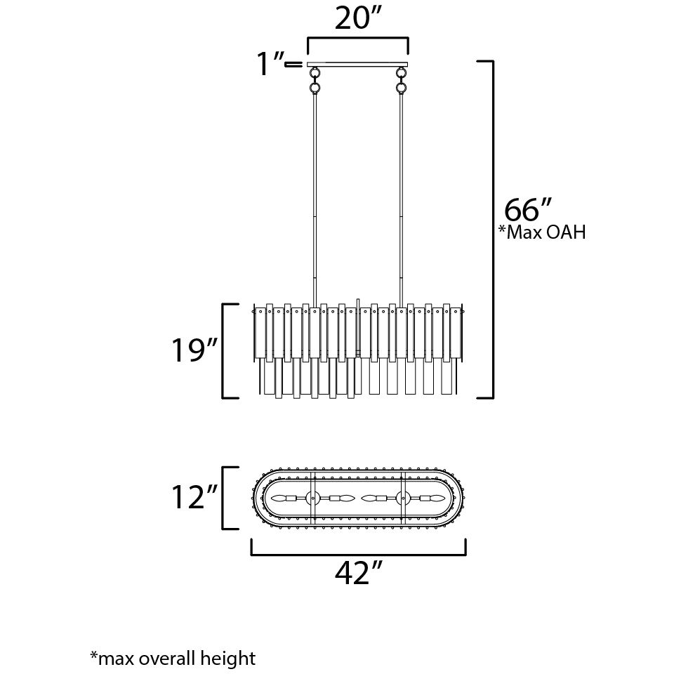 Warren Linear Pendant Ceiling Light in Gold Leaf