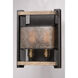 Boundry 2 Light Black and Barn Wood and Antique Brass Wall Sconce Wall Light