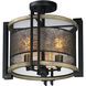 Boundry 3 Light 16.5 inch Black and Barn Wood and Antique Brass Flush Mount Ceiling Light