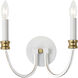 Charlton 2 Light 11.75 inch Weathered White and Gold Leaf Wall Sconce Wall Light