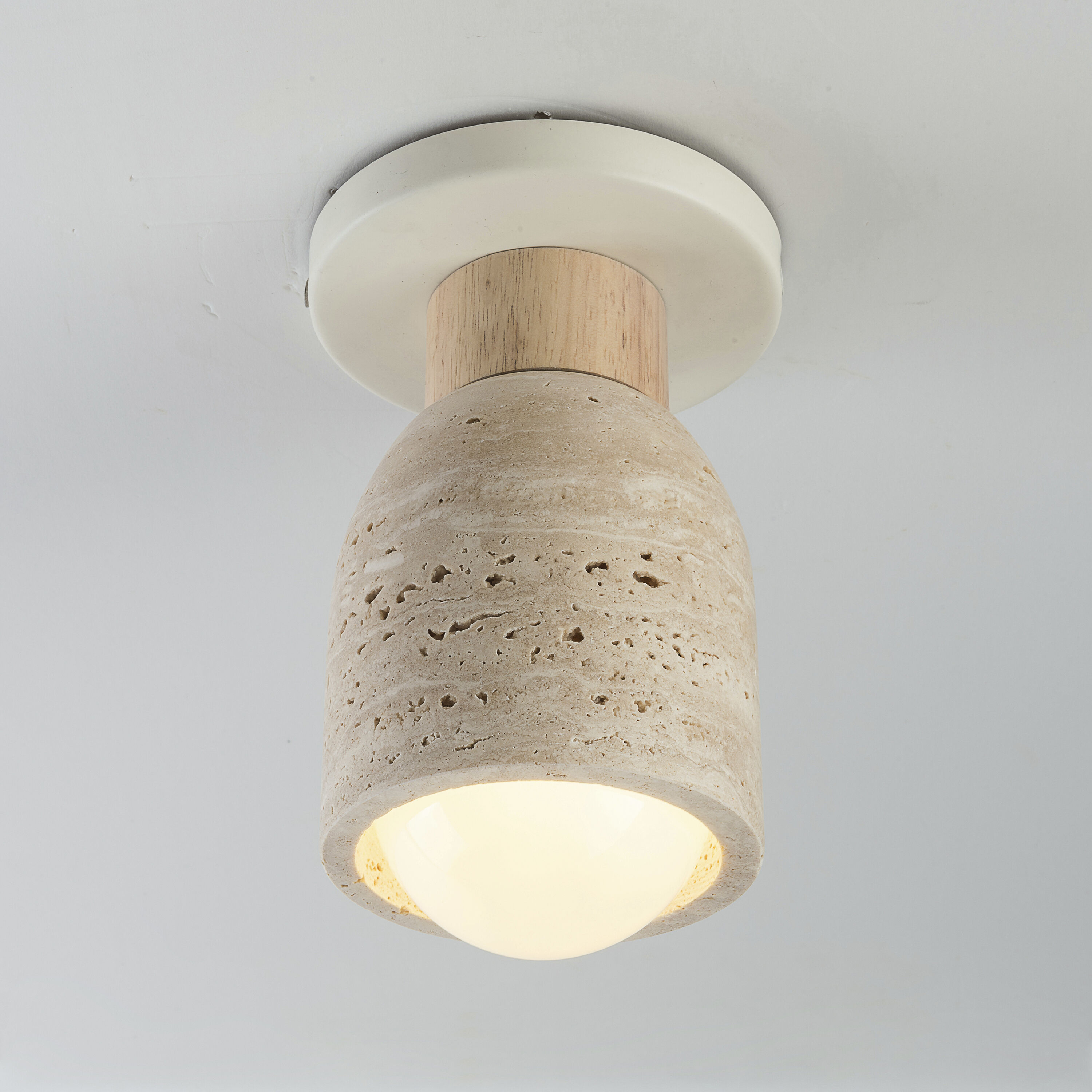 Pompeii 1 Light 4.75 inch Travertine and Oyster Flush Mount Ceiling Light