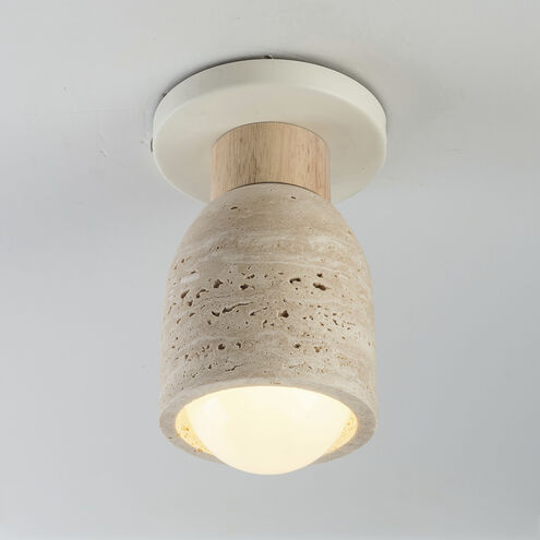 Pompeii 1 Light 4.75 inch Travertine and Oyster Flush Mount Ceiling Light