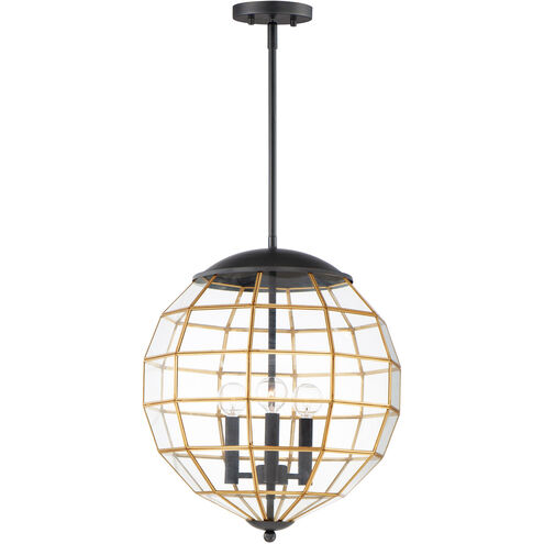 Heirloom 3 Light 16 inch Black/Burnished Brass Multi-Light Pendant Ceiling Light