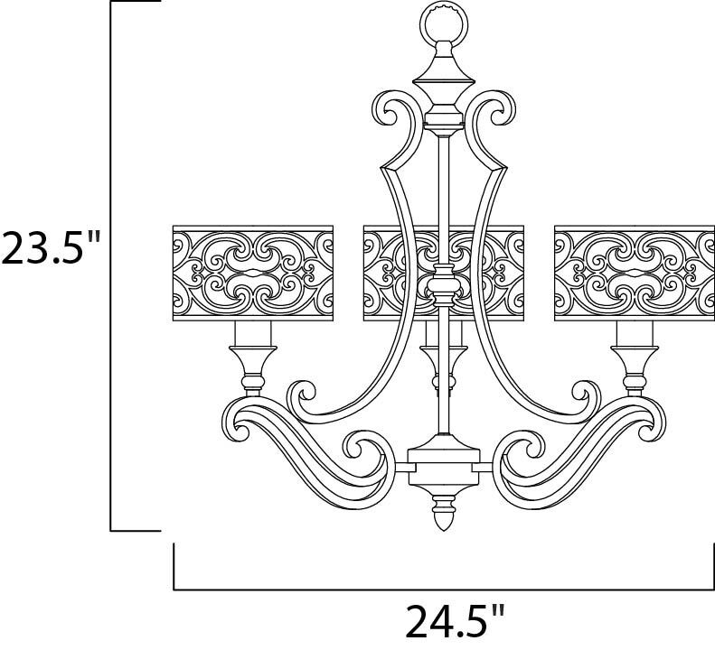 Mondrian 3 Light 25 inch Umber Bronze Single Tier Chandelier Ceiling Light