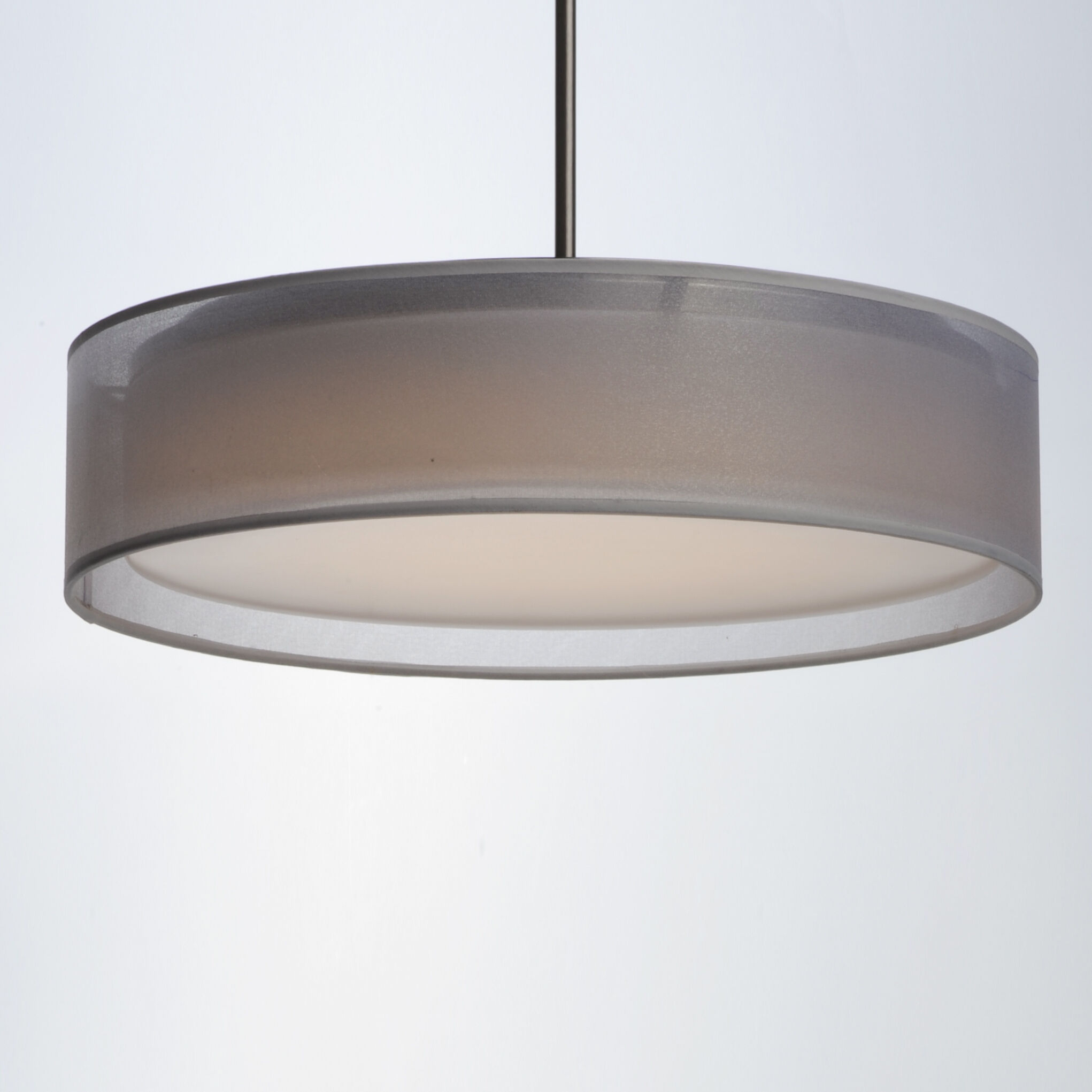 Prime LED 16 inch Satin Nickel Single Pendant Ceiling Light in White Organza
