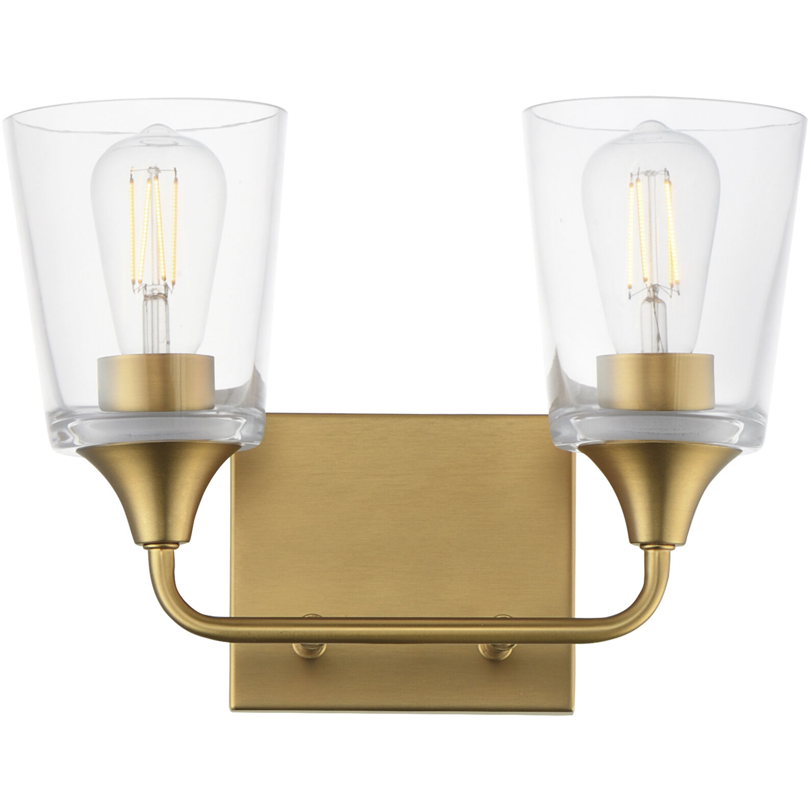 Hudson 2 Light 13 inch Natural Aged Brass Bath Vanity Wall Light in Clear