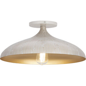 Fleur 1 Light 15.5 inch White and Gold Flush Mount Ceiling Light