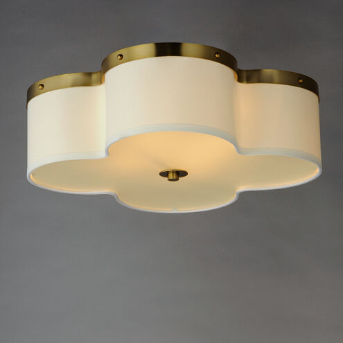 Clover 4 Light 20 inch Satin Brass Flush Mount Ceiling Light