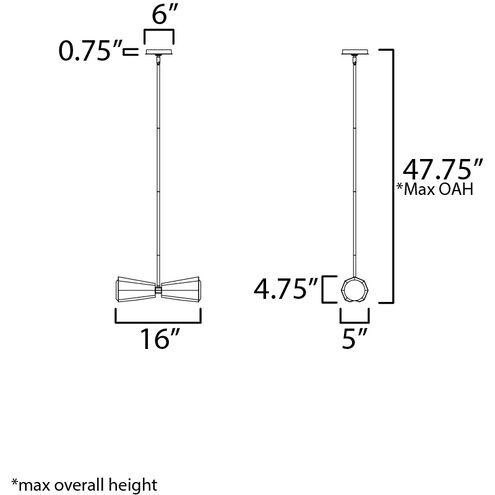 Rizzo 2 Light 16 inch Black and Antique Brass Multi-Light Pendant Ceiling Light