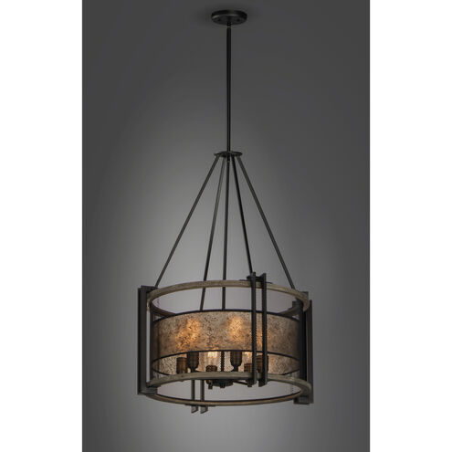 Boundry 6 Light 24 inch Black/Barn Wood/Antique Brass Chandelier Ceiling Light