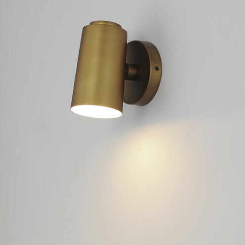 Spot Light LED 7 inch Natural Aged Brass Outdoor Wall Mount