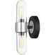 Dual 2 Light 4.75 inch Black and Brushed Aluminum Bath Vanity Wall Light