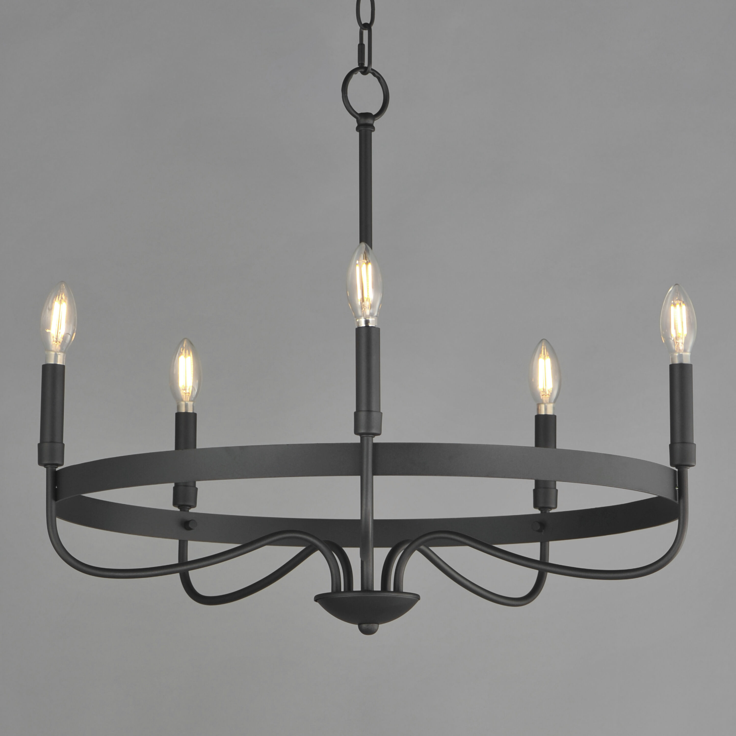 Frankie 5 Light 26 inch Black Single-Tier Chandelier Ceiling Light