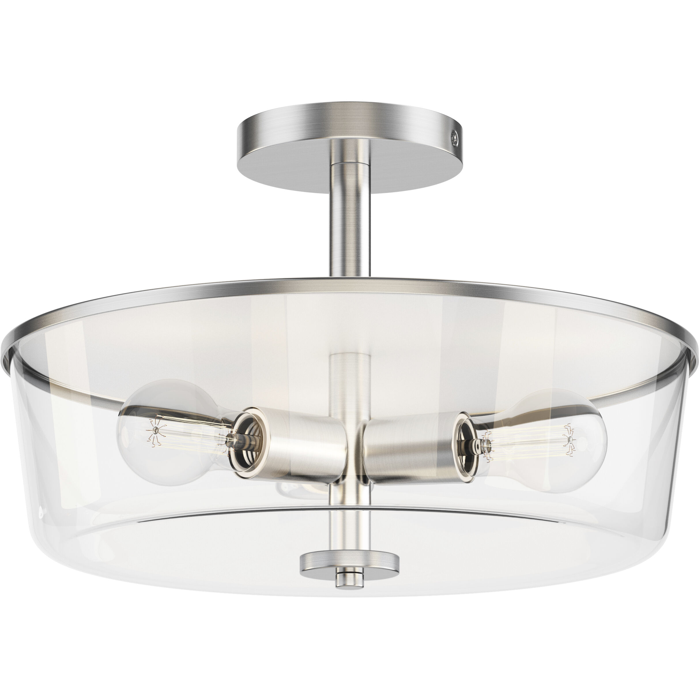 Fuller 3 Light 14.75 inch Satin Nickel Flush Mount Ceiling Light in Clear