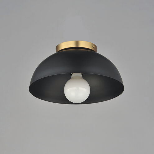 Thelonious 1 Light 11.5 inch Black and Natural Aged Brass Flush Mount Ceiling Light