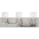 Lateral 3 Light 20 inch Satin Nickel Bath Vanity Wall Light in Clear