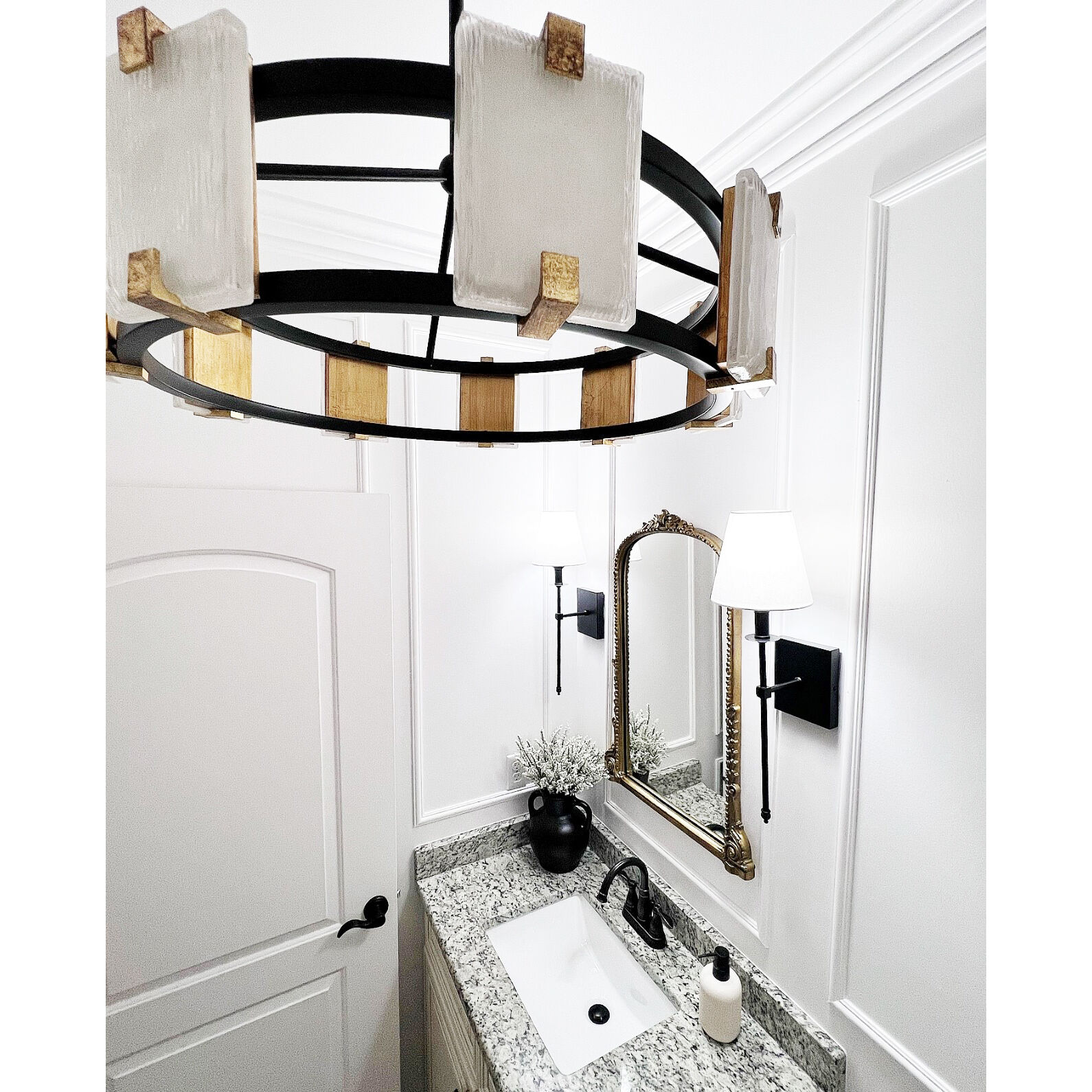 Radiant LED 35 inch Black/Gold Leaf Chandelier Ceiling Light