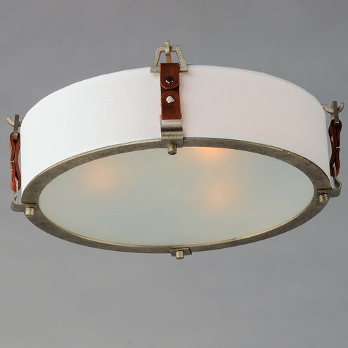 Sausalito 3 Light 16 inch Weathered Zinc / Brown Suede Flush Mount Ceiling Light