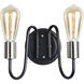 Haven 2 Light 9 inch Black and Satin Nickel Wall Sconce Wall Light
