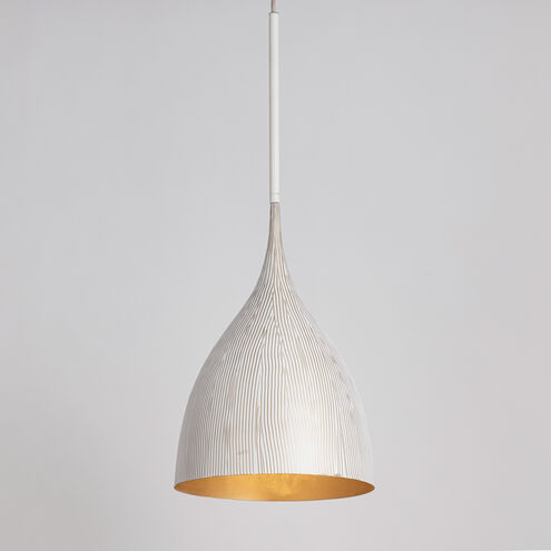 Fleur 1 Light 12.25 inch White and Gold Single Pendant Ceiling Light