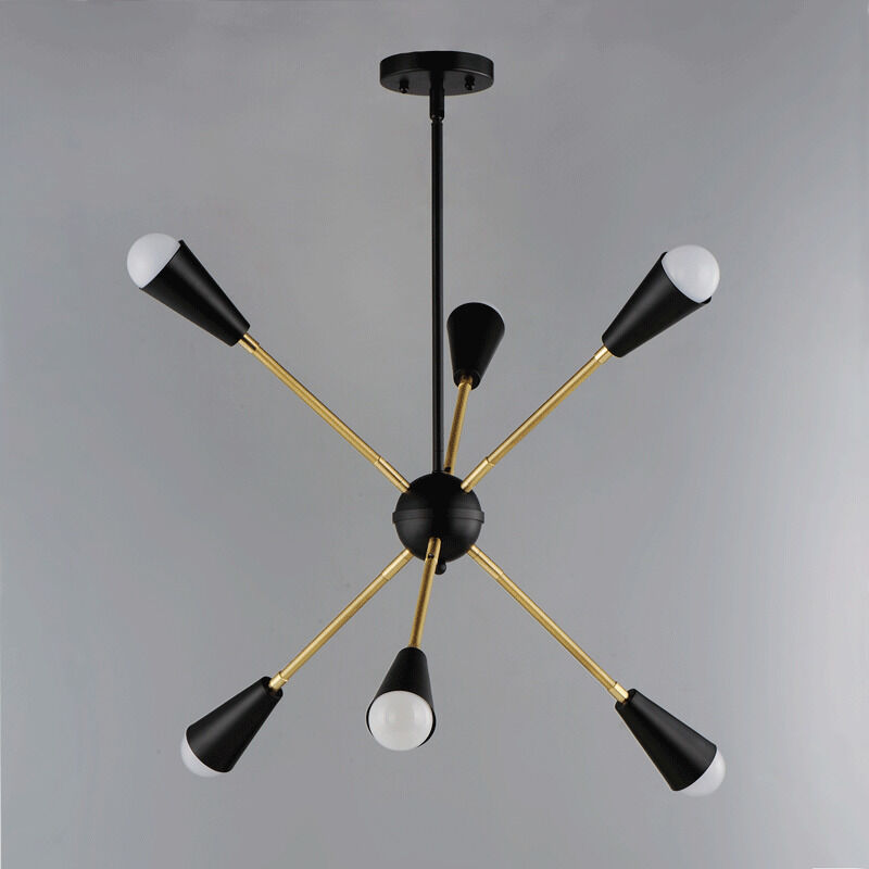 Lovell 6 Light 26 inch Black/Satin Brass Multi-Light Pendant Ceiling Light in Bulb Not Included