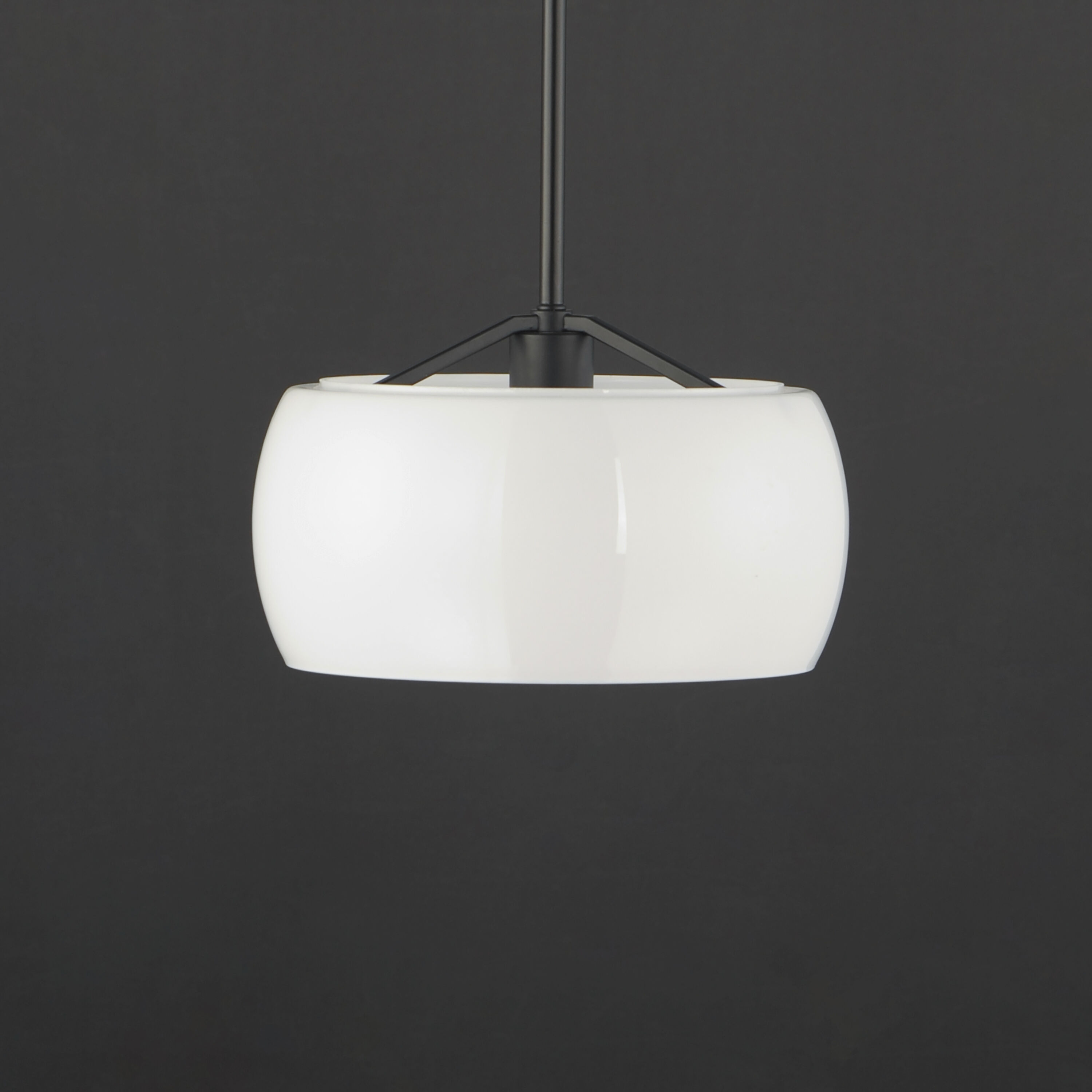 Glazed 1 Light 11 inch White and Black Single Pendant Ceiling Light