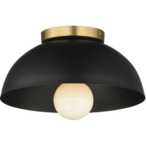 Thelonious 1 Light 11.5 inch Black and Natural Aged Brass Flush Mount Ceiling Light