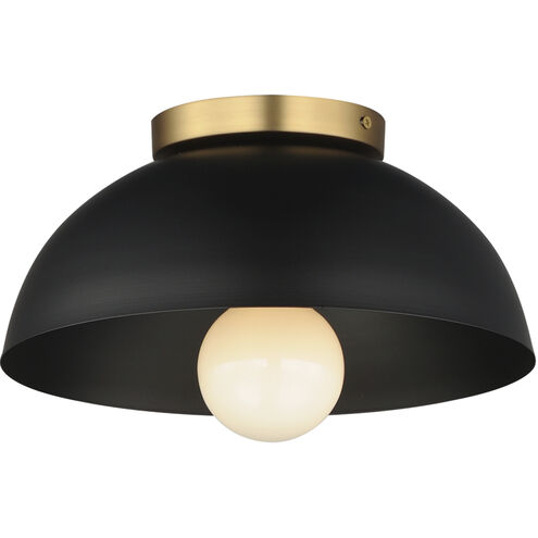 Thelonious 1 Light 11.5 inch Black and Natural Aged Brass Flush Mount Ceiling Light