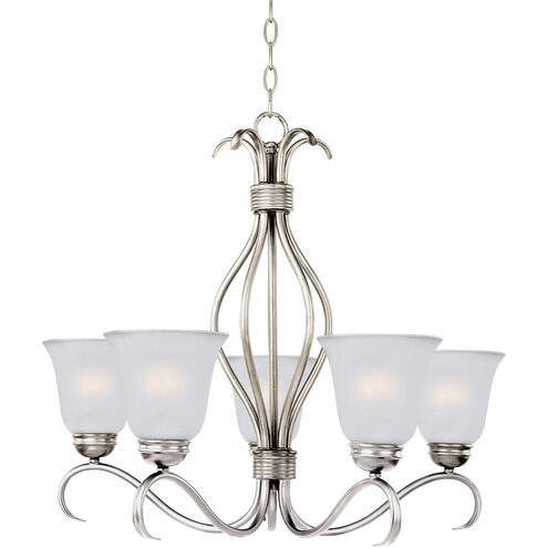 Basix 5 Light 26 inch Satin Nickel Single-Tier Chandelier Ceiling Light in Frosted