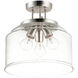 Acadia 3 Light 12.75 inch Satin Nickel Semi-Flush Mount Ceiling Light