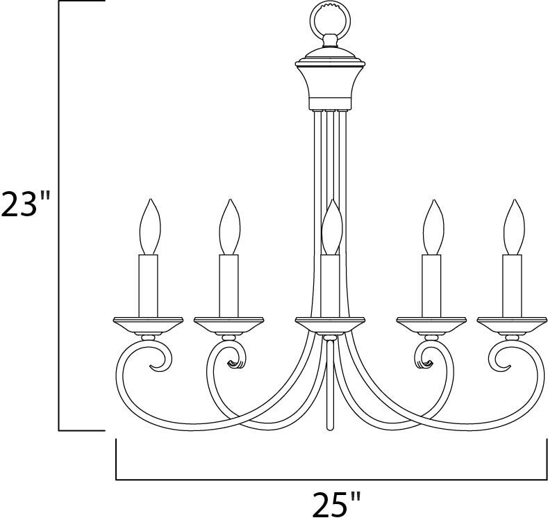 Loft 5 Light 25 inch Oil Rubbed Bronze Single Tier Chandelier Ceiling Light in Candelabra Base Incandescent