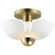 Poppy LED 11.75 inch White and Satin Brass Flush Mount Ceiling Light