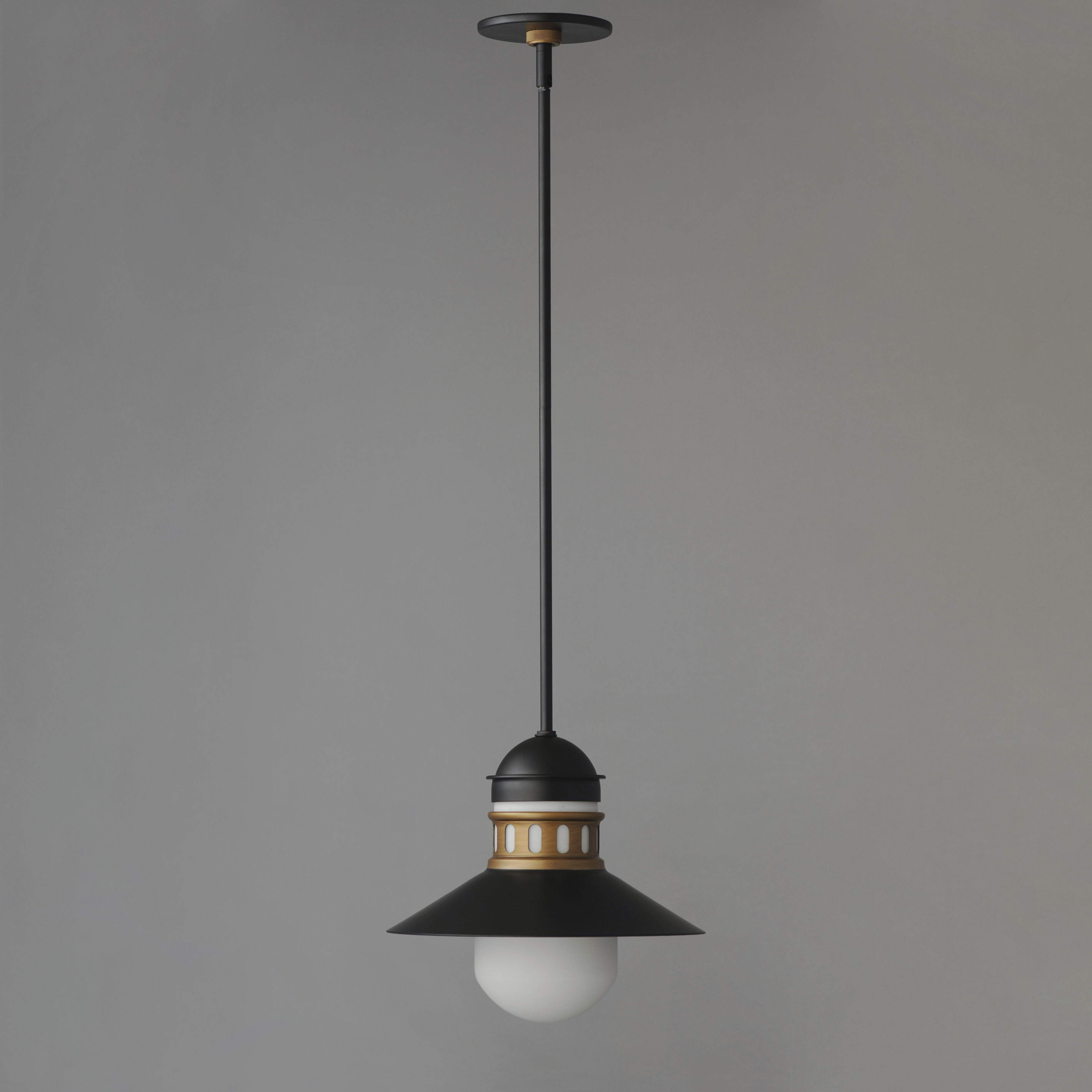 Admiralty 1 Light 12 inch Black and Antique Brass Outdoor Pendant in Antique Brass and Black