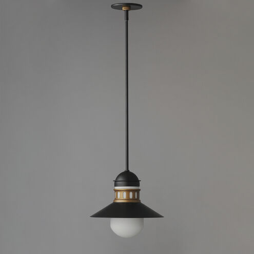 Admiralty 1 Light 12 inch Black and Antique Brass Outdoor Pendant