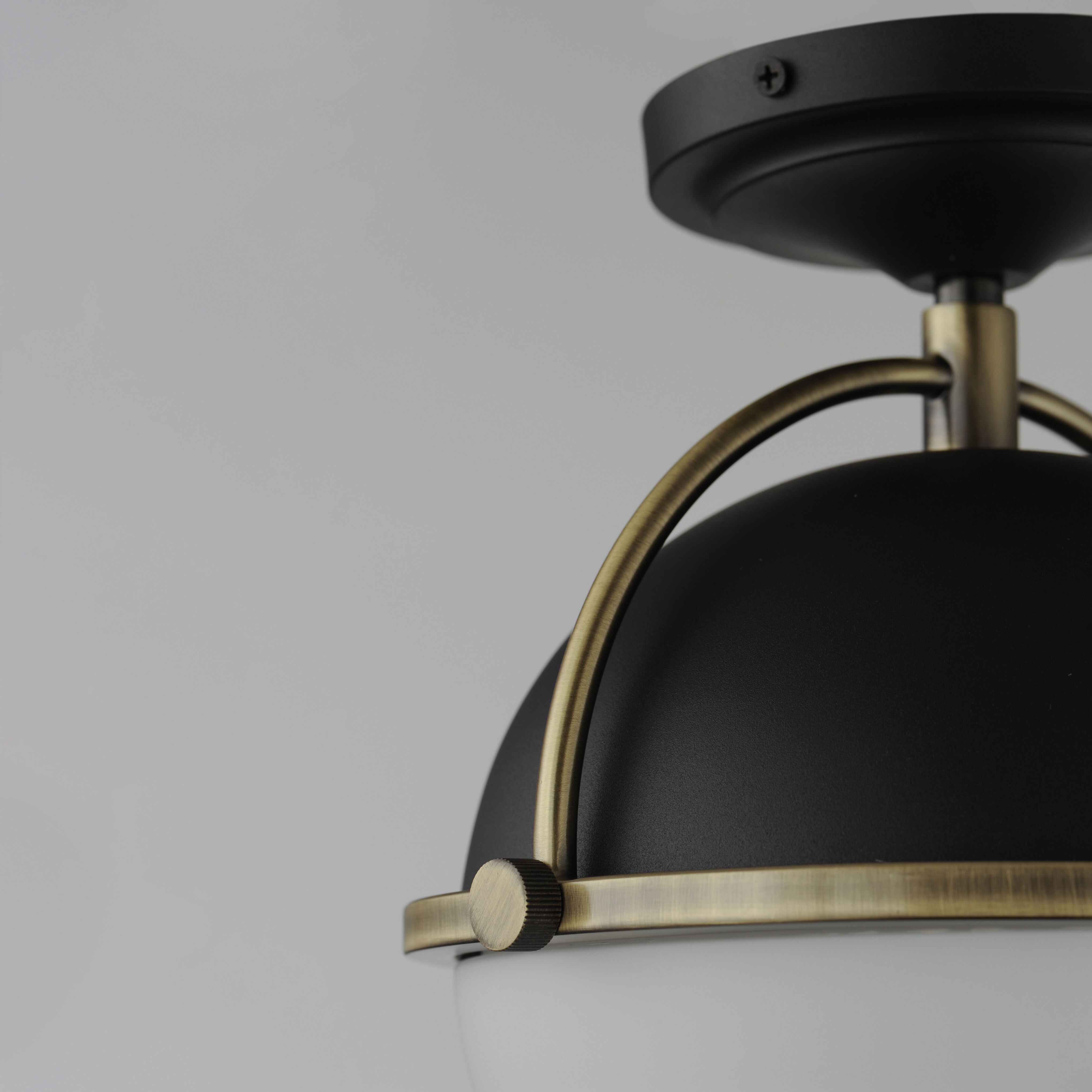 Duke 1 Light 9.5 inch Black and Weathered Brass Semi-Flush Mount Ceiling Light