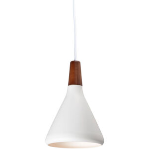 Nordic LED 7 inch Walnut/White Single Pendant Ceiling Light in Walnut and White